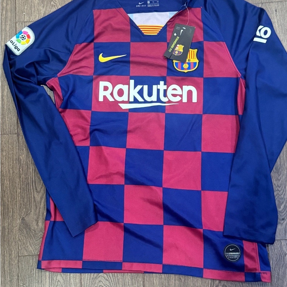 Nike Men’s Messi Barcelona Checkered Jersey - Blue and Red